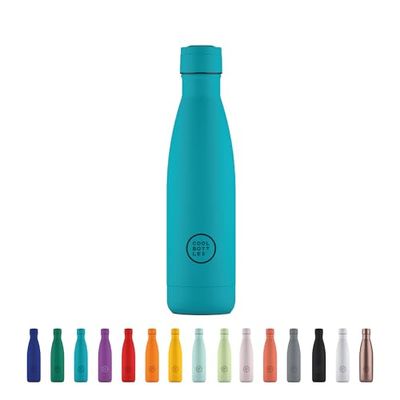 Cool Bottles - Botella de Agua de Acero Inoxidable - 500 ml - Vivid Turquoise - 26,5 x 7 cm - Botella Térmica Hermética - Bebidas frías 36 horas y calientes 18 horas - Triple-Cool Technology - Sin BPA