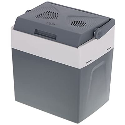 Adler AD 8078 Nevera Portátil Eléctrica de Viaje para Coche, Camping, 12V / 220V, Capacidad 28L, Refrigera, Mantiene el Calor, Modo Bajo Consumo, Gris