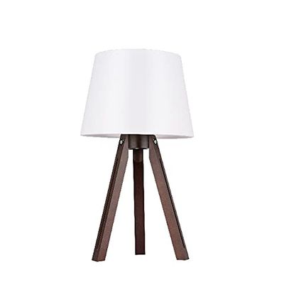 Homemania Lampe de Bureau High - Bureau, Bureau, Table de Chevet - Bois Sombre, Blanc, Bois, Tissu 30,5 X 30,5 X 54,5
