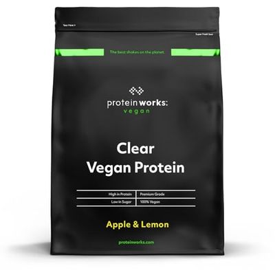 Protein Works - Proteína vegana transparente, bebida refrescante con alto contenido de proteínas, 18 batidos, manzana y limón, 270 g