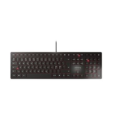 CHERRY KC 6000 SLIM, clavier au design ultra-plat, layout pan-nordique (QWERTY), filaire (connexion USB-A), silencieux, durable, marquage des touches, noir