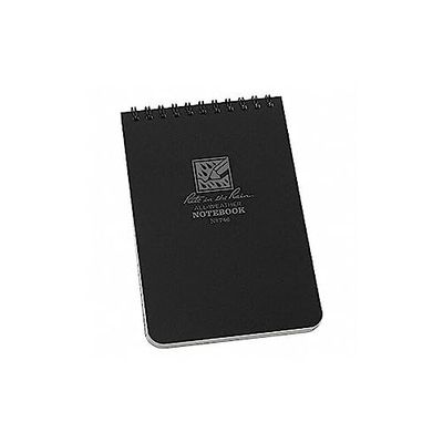 Rite in the Rain Waterproof Paper Pocket Notebook Top Spiral Bound 4 x 6 Inch Cover Black Polydura 19 Gauge 100 Pages 50 Sheets Wire-o Binding Imperial & Metric Rulers Covnersaion table & Map Scale