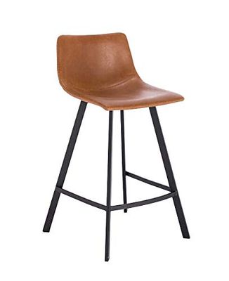 La Chaise Espagnole Cordoba Tabouret Style Industriel, en Cuir Synthétique, Marron, 97 x 44 x 48 cm