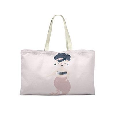 Bonamaison Printed Tote Bag, Reusable Grocery Bag, Shopping Bag, Machine Washable, Foldable, Canvas Cloth Bag with Handles, 50x40 Cm