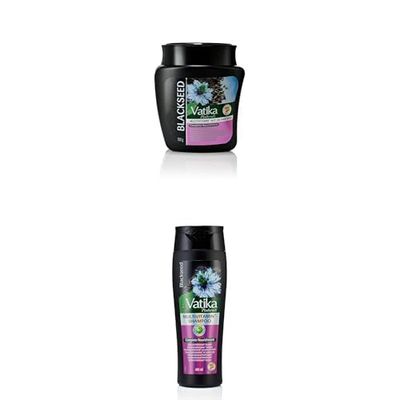 Vatika Naturals Multivitamin Enriched Black Seed Complete Care Hair Mask (500g) + Shampoo (400ml) Set With black seed, soybean & henna Blended with essential multivitamins for shine & Strength