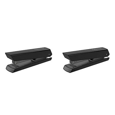 Fellowes Jam Free Stapler, 20 Sheet Capacity - LX820 Full Strip Antibacterial Manual Stapler- Uses Both 24/6mm and 26/6mm Staples - Black (Pack of 2)