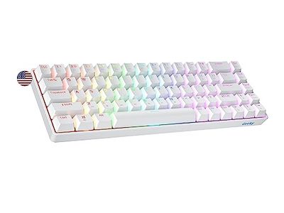Geeky GK65 SE 65% | Mechanisch Gaming Toetsenbord | 68 Toetsen Multi Kleur RGB LED Achtergrondverlichting voor PC/Mac Gamer | ANSI US Amerikaanse Indeling (Wit, Mechanical Red)