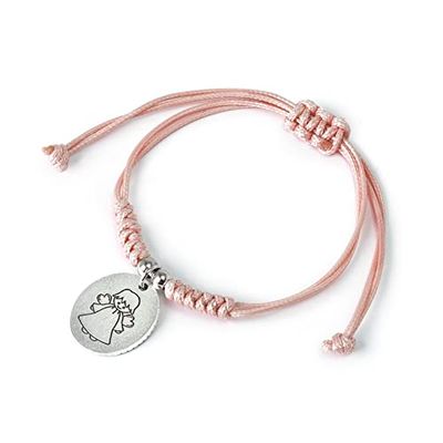Confezione da 4 braccialetti con cordino rosa medaglia angelo custode