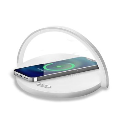 Celly, Lampada LED Con Caricatore Wireless Integrato 15W, Stazione di Ricarica per Cellulari dal Design Moderno e Minimal, Compatibile con Smartphone e Tablet