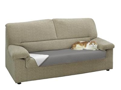 Estoralis | AVA | Topper pour canapé | Tissu matelassé réversible | Couleur Blanc/Taupe | pour Animal de Compagnie| Mesure 65x200 cm. | pour Tous Types de canapés