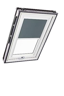 Store d'obscurcissement Roto ZRV Occultation Presque Totale Rail de Guidage Blanc pour Les Fenêtres de Toit Roto de la série Designo R6/R8, i8 et Classic 64/84 avec Taille 094/140 | 09/14 Gris Clair