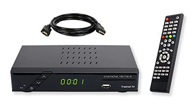 Set-ONE, EasyOne 740 HD DVB-T2, ontvanger, incl. 3 maanden gratis Freenet TV (privézender in HD), PVR Ready, Full-HD 1080p, HDMI, LAN, HBBTV, Mediaspeler, USB 2.0, 12V compatibel, 1,5m HDMI-kabel