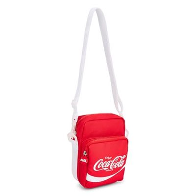 The Gift Scholars Officially Licensed Coca-Cola Red & White Mini Crossbody Bag with Adjustable Strap and Front Pocket. For Male, Female and Kids