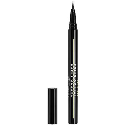 Maybelline New York, eyeliner liquido, impermeabile, resistente alle sbavature e a lunga durata, vegano, per tatuaggi, n° 881, nero opaco (nero), 1 ml