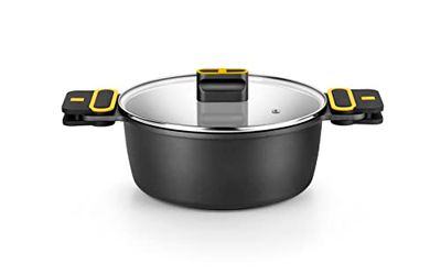 BRA Daily Pro | Faitout Haut en Aluminium Coulé, Revêtement Antiadhésif sans Pfoa, Tous Feux Dont Induction, 24 cm, Noir/Jaune