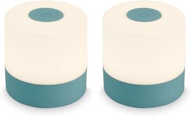 Briloner - Mini lampe de table LED sans fil, Lampe de chevet à intensité variable Touch, Lampe de bureau, Lampe de lecture, Lampe de table extérieure & intérieure (Lot de 2)