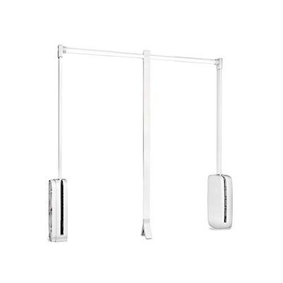 Emuca hanging, pull down wardrobe rail lift, adjustable width 600-830mm (23,6-32,6 inch), white colour, Steel and plastic