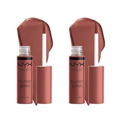 NYX Professional Makeup Butter Gloss, Lucidalabbra non Appiccicoso, Praline, Confezione da 2