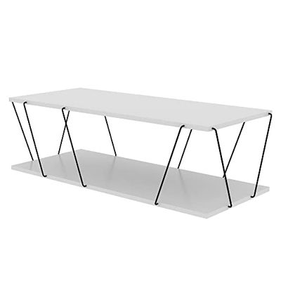 WELL HOME MOBILIARIO & DECORACIÓN Mesa Auxiliar, 100% Płyta wiórowa powlekana melaminą, Kolor Biały Czarny