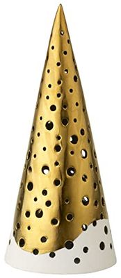 Kähler Bougeoir Haut H19 cm Nobili Porcelaine d'os Satingold, Bleu