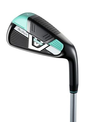 MacGregor V-Max uppsättning järngolfklubbor, stål eller grafit, herr 5-SW, damer 6-SW, högerhänta, turkos