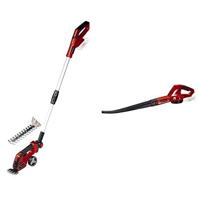 Einhell GE-CG 18/100 Li T-Solo Forbici Tagliasiepi a batteria Power X-Change & GC-CL 18 Li E Solo Soffiatore, Nero, Rosso, Senza Batteria e Caricabatteria, Set di 8 Pezzi