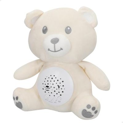 ColorBaby Cool baby stjärnprojektor, nallebjörn, 25 cm, nattlampa och timer, mjuk leksak med ljud och brus babyvit, nyfödd present, babypresenter (34034)