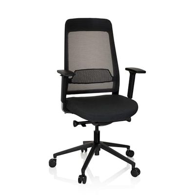hjh OFFICE 79000 Professionele bureaustoel CHIARO T1 stof zwart ergonomische draaistoel, zithoogte en diepte verstelbaar, netrug