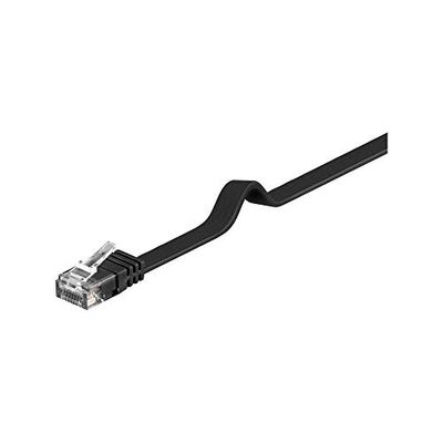 goobay Cat 6 Câble de Liaison Plat, U/UTP, Noir, 10 m Longueur