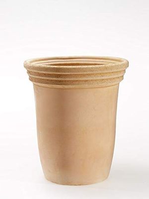 VASO IN TERRACOTTA + SOTTOVASO IN TERRACOTTA. VASO ALTEZZA CM. 41, DIAMETRO CM. 36, SOTTOVASO CM. 32. FATTI A MANO FIORIERA IN COTTO NATURALE GIARDINAGGIO