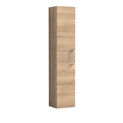 nuie NVF3061 Arno Modern Bathroom Wall Hung 1 Soft Close Door Tall Storage Unit, 300mm, Bleached Oak Woodgrain