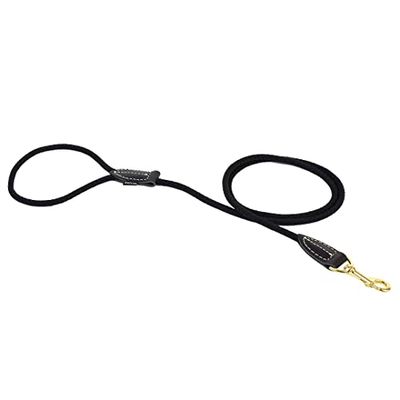 duvoplus, Leine aus robustem und weichem Nylon mit Leder-Finish, Produktreihe EXPLOR Forest, Größe 135 cm/8 mm, Schwarz, für Hunde, Ideal für Spaziergänge und abenteuerliche Expeditionen