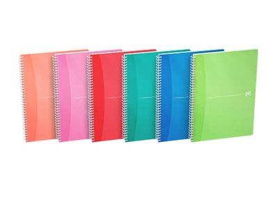 Oxford myColours notatnik spiralny A4 w linie, 90 arkuszy, 4 kolory, 5 sztuk