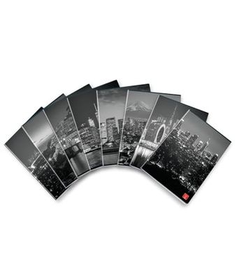 Pigna, Heft by Night glanslak, A4, 21 x 29,7 cm, 42 vellen, 80 g/m², geruite vellen 5 mm voor elementariërs en medium, gesorteerde dekbladen, 10 stuks