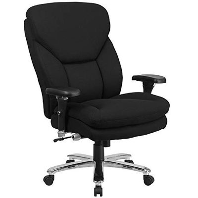 Flash Furniture HERCULES Serie 24/7 Intensief Gebruik Big & Tall 400 lbs. Beoordeelde Zwarte Stof Executive Ergonomische Bureaustoel met Lumbale Knop