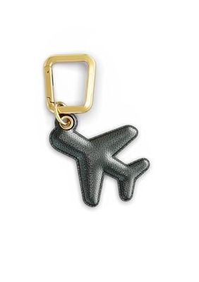 UNTAGS - Charm Aereo - Materiale Effetto Pelle - Ciondolo per Smartphone, Portachiavi con Moschettone in Metallo Colore Oro Incluso - Nero