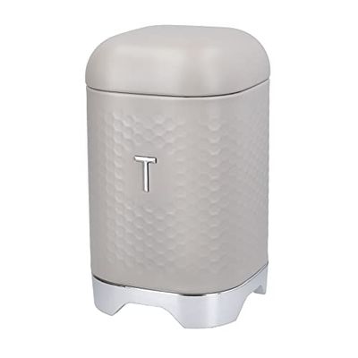 KitchenCraft Tea Storage Caddy with Lid, Latte Cream, 11.5 x 11.5 x 19.5cm