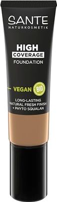 SANTE Naturkosmetik High Coverage Natural Foundation 06 Rose beige, vegansk primer med ekologiska peptider, med hög täckning och en naturlig finish, närande och hållbar formel, 25 ml
