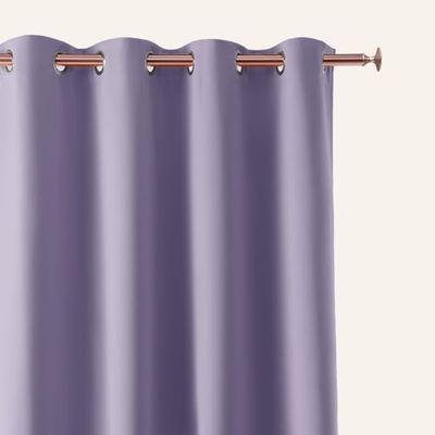 ROOM99 Curtain with Silver Eyelets Aura 140 x 250 cm Width x Height Sliding Curtains Modern Curtain Living Room Bedroom Purple 1 Piece
