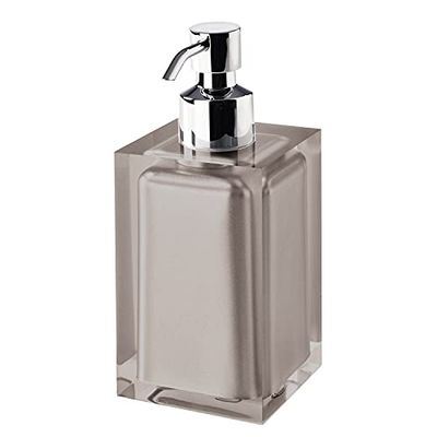 Gedy Auckland tvåldispenser badrum brungrå, mått: 16,2 x 7 cm x 7 cm, kapacitet 210 ml, högkvalitativ transparent harts badrum tvåldispenser, R&S-design, handgjord, 2 års garanti