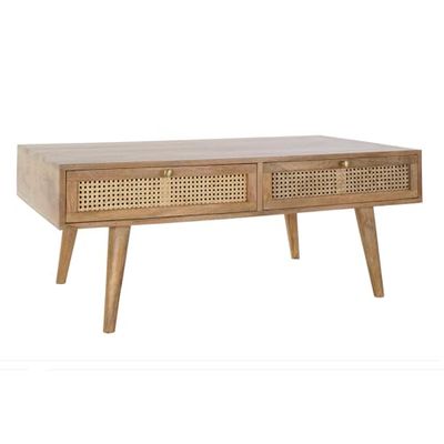 Salontafel, handvat rotan, 115 x 60 x 46 cm, natuurlijk rooster