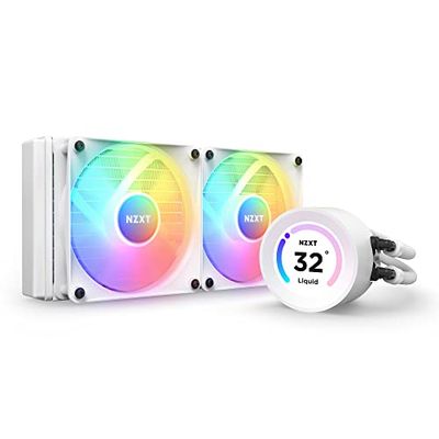 NZXT Kraken Elite 240 RGB - Dissipatore a liquido AIO per CPU 240mm - Display LCD grandangolare personalizzabile da 2.36" er GIF - Pompa ad alte prestazioni - 2x ventole Core RGB F120 - Bianco