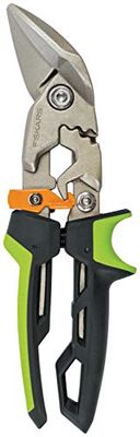 Fiskars Cisaille Aviateur,Coupe à Droite Lame Offset,Jusqu'à 40% de puissance en plus,Long. 25,2 cm,Acier/Plastique traité,Noir/Vert/Orange,PowerGear, 1027210