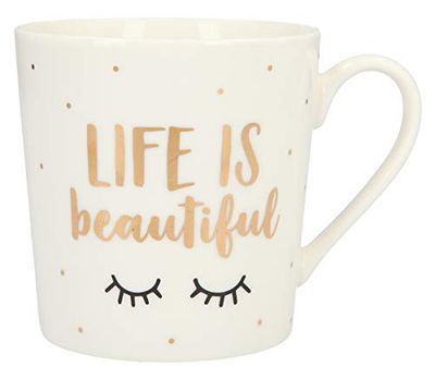 Depesche 5909.014 Mug avec Anse Porcelaine Life is Beautiful Multicolore 300 ml