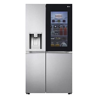 LG GSXV91BSAF, clase F, 635 L, frigorífico de lado a lado con InstaView, Total No Frost con congelador, dispensador de hielo triturado y agua con UVnano, DoorCooling+, LINEARCooling, Wi-Fi, acero