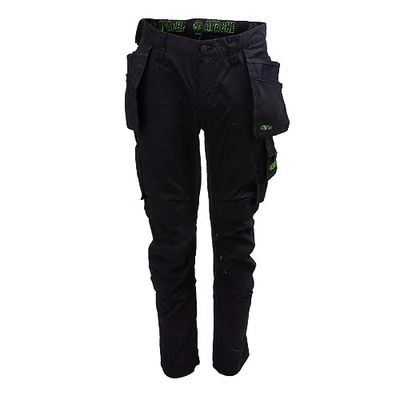 Apache Workwear Bancroft Slim Fit Trouser | Black/Grey Size 33 Leg 40 Waist | Holster Pockets | Twin Velcro Tool Holder | Knee Pad Pockets | 3D Stretch and Cordura Fabric