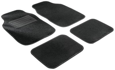 Walser Tapis de Voiture en Velours, Tapis de Sol Universel en Velours aiguilleté, Set de Tapis de Voiture en Quatre Parties, Noir 14705