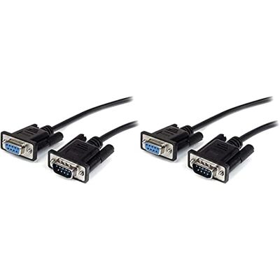 StarTech.com Cable 3m de Extensión Directo Straight Through Serie Serial RS232 Vídeo Monitor EGA DB9 Macho a Hembra, Extensor Negro (Paquete de 2)