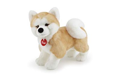 Trudi Klassik 22664 Plüschhund Akita Ascanio ca. 27 cm (Größe M), hochwertiges Stofftier mit weichen Materialien, realistische Details, waschbar, Kuscheltier für Kinder, mehrere Größen, Beige / Weiß