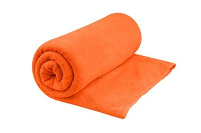 Sea to Summit – Tek mikrofiberhandduk XL – strandhandduk – mjuk frottékänsla – superabsorberande och snabbtorkande – hängögla och fodral – för camping, båtliv och gym – 75 x 150 cm – utomhusorange –